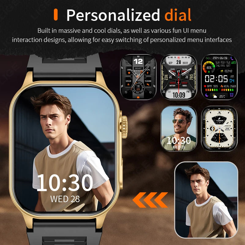 LIGE Smart Watch For Men Women 2.01" HD Display Health Monitor Sports Fitness Watches AI Voice Bluetooth Call Man Smartwatch New Seae1cd05181f41a3bd2f48d958199d338 Swag N Slay LTD