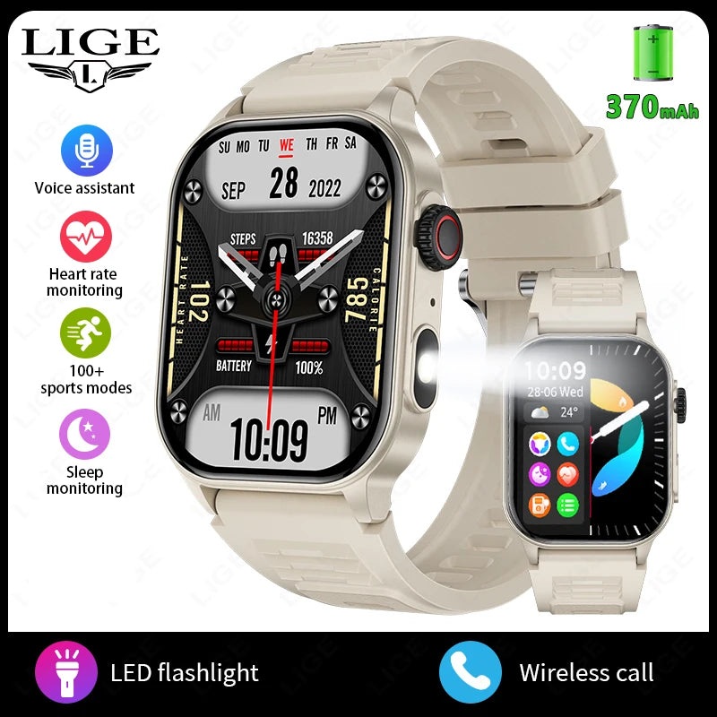 LIGE Smart Watch For Men Women 2.01" HD Display Health Monitor Sports Fitness Watches AI Voice Bluetooth Call Man Smartwatch New Beige Seb0bb905feb0454192cf639aa57dc308U Swag N Slay LTD