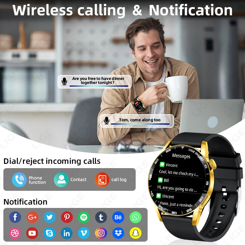 New LIGE Smart Watch Wireless Call Weather Forecast Magnetic Charging Waterproof Music Control Men smart watch For Android IOS Sece82ba3b60844adb006f37dc20790023 Swag N Slay LTD