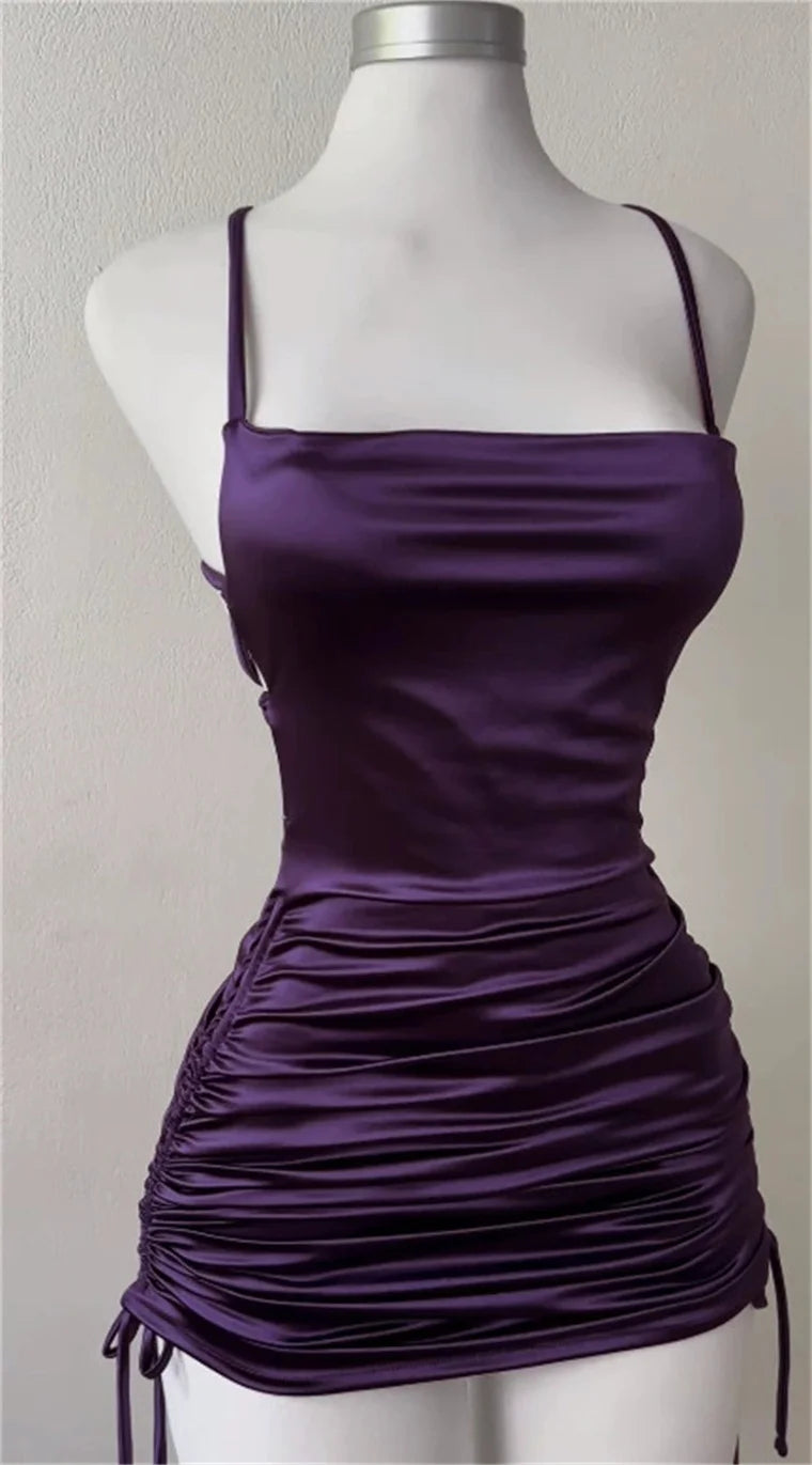 Sexy Sleeveless Backless Bodycon Mini Dress Women Summer Satin Lace Up Party Club Dresses Streetwear Evening Black Y2K 2025 Robe Sed0c98637b2242a4a56e9be1babc294fY Swag N Slay LTD
