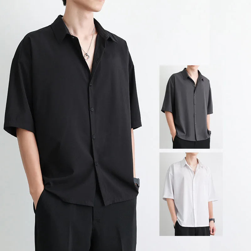 1pcs Summer Thin Men Short Sleeve Shirt Man Ice Silk Loose Style Shirt Male Fashion Casual Lapel Button-down Shirt Men Top S-3XL Sefc4161a304b48f695cb896ae3950932R Swag N Slay LTD