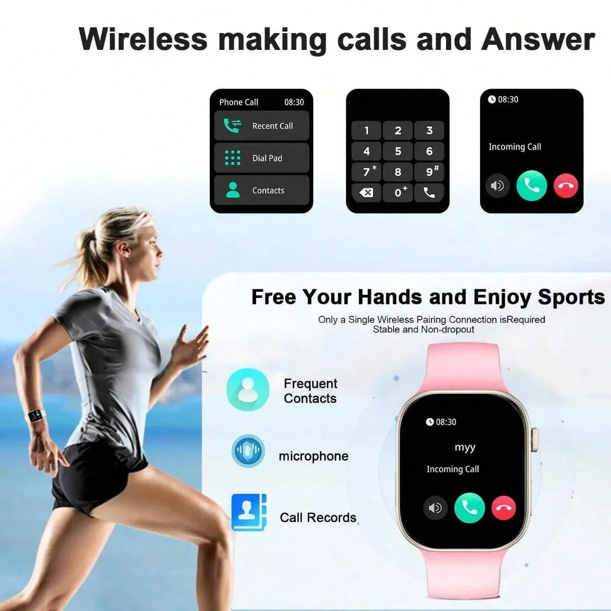 Smart watch wireless calling/dial Sport mode calling reminder and rejection fitness monitoring for iPhone/Andriod Sf0dc6f1d65394b42aec2eadbf930da1aR Swag N Slay LTD