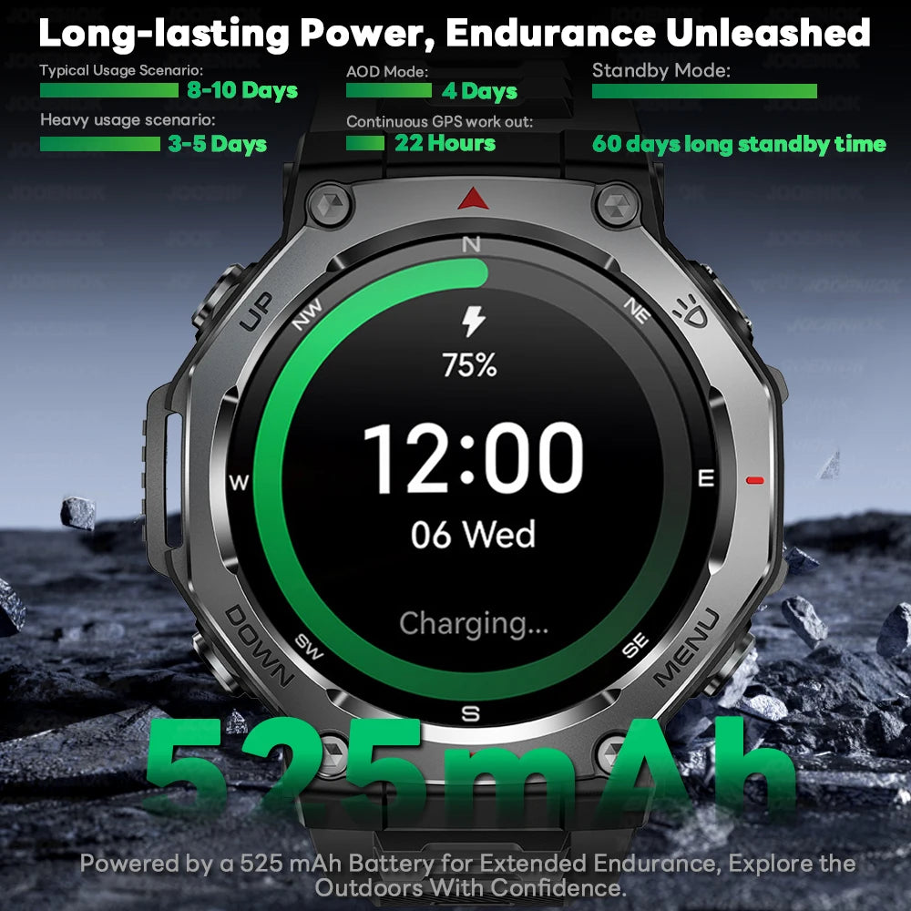 2026 New T-Rex 3 Military Outdoor Smart Watch Men 1.43-inch AMOLED Display 10ATM Waterproof 525mAh Battery GPS Smartwatch Man Sf385eaed98ee4b168288d9c3b6529b591 Swag N Slay LTD