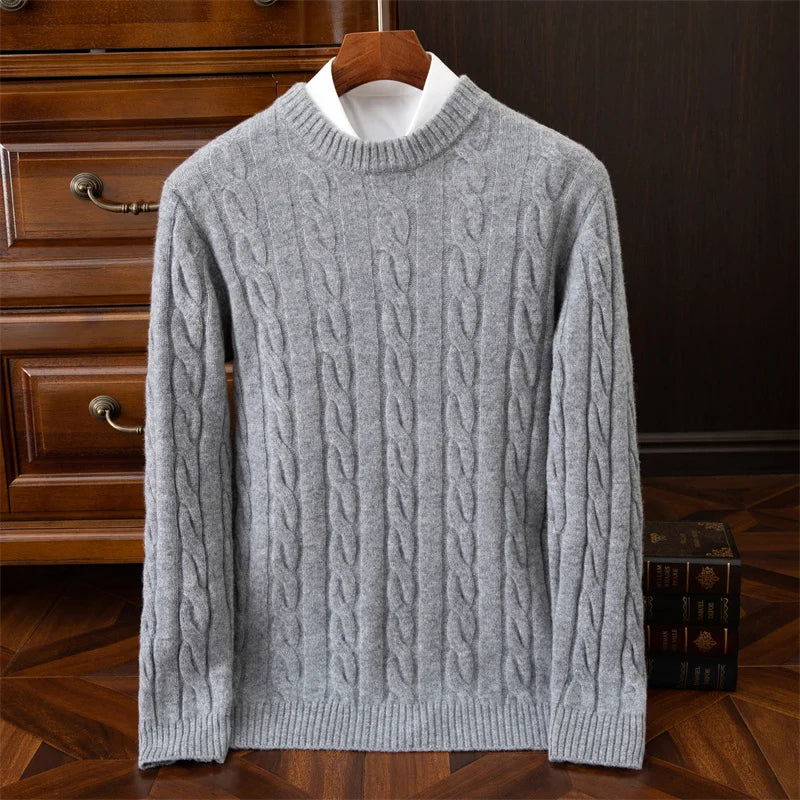 Autumn and winter new wool sweater men's round collar pure color pullover jacquard thick sweater loose cashmere sweater Light Grey Sf5d63ff79eb24ab79a0c2d5d5be8a8c0m Swag N Slay LTD