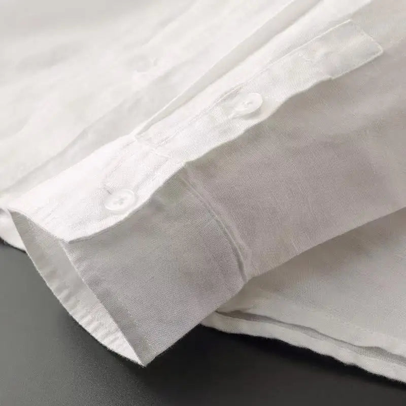 2025 Spring and Summer New Men's Hooded Linen Shirt Solid Color Thin Style Loose Fashion Casual Sports Cotton Linen Shirt Sf658630ec5404a5a980cb6f5598c309e3 Swag N Slay LTD