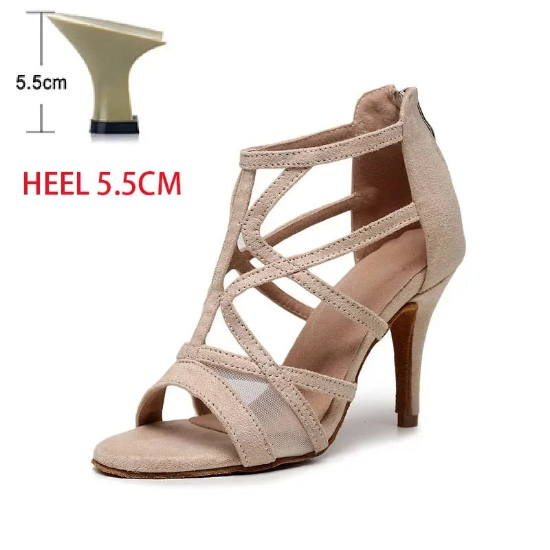 Adult Latin Dance Shoes for Woman Soft Sole Heel Sandal Female Cha Cha Tango Professonal Ballroom Training Stage Boots OEM Heel Skin heel 5.5cm Sf7c2149989c540de89b1b3630df7d8e9U Swag N Slay LTD