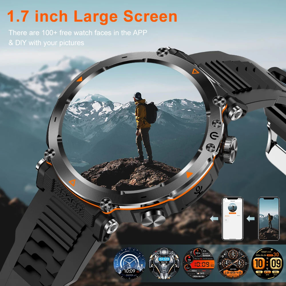 MEVADEN 1.7" Large Screen Outdoor Sports Compass Smart Watch Bluetooth Call Flashlight 600mAh Health Monitor Smartwatch MD57 Sfa7c1a45fc574e6cb5cc294ad5be909em Swag N Slay LTD