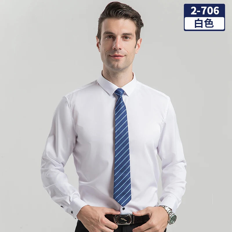 Men's long-sleeved shirt for business casual wear in spring, summer and autumn. Pure color, simple design, trendy and versatile. 1 Sfb36541bf02f4404a043019e65be7ac4J Swag N Slay LTD