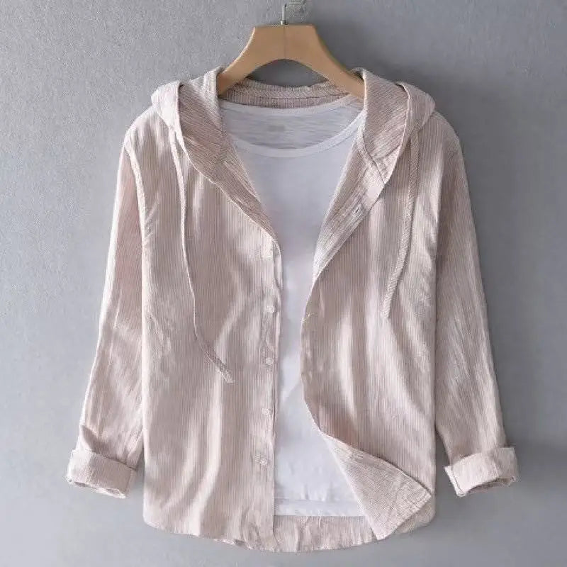2025 Spring and Summer New Men's Hooded Linen Shirt Solid Color Thin Style Loose Fashion Casual Sports Cotton Linen Shirt Sfbf251802bb2466687e3ebc69ecf6b5fE Swag N Slay LTD