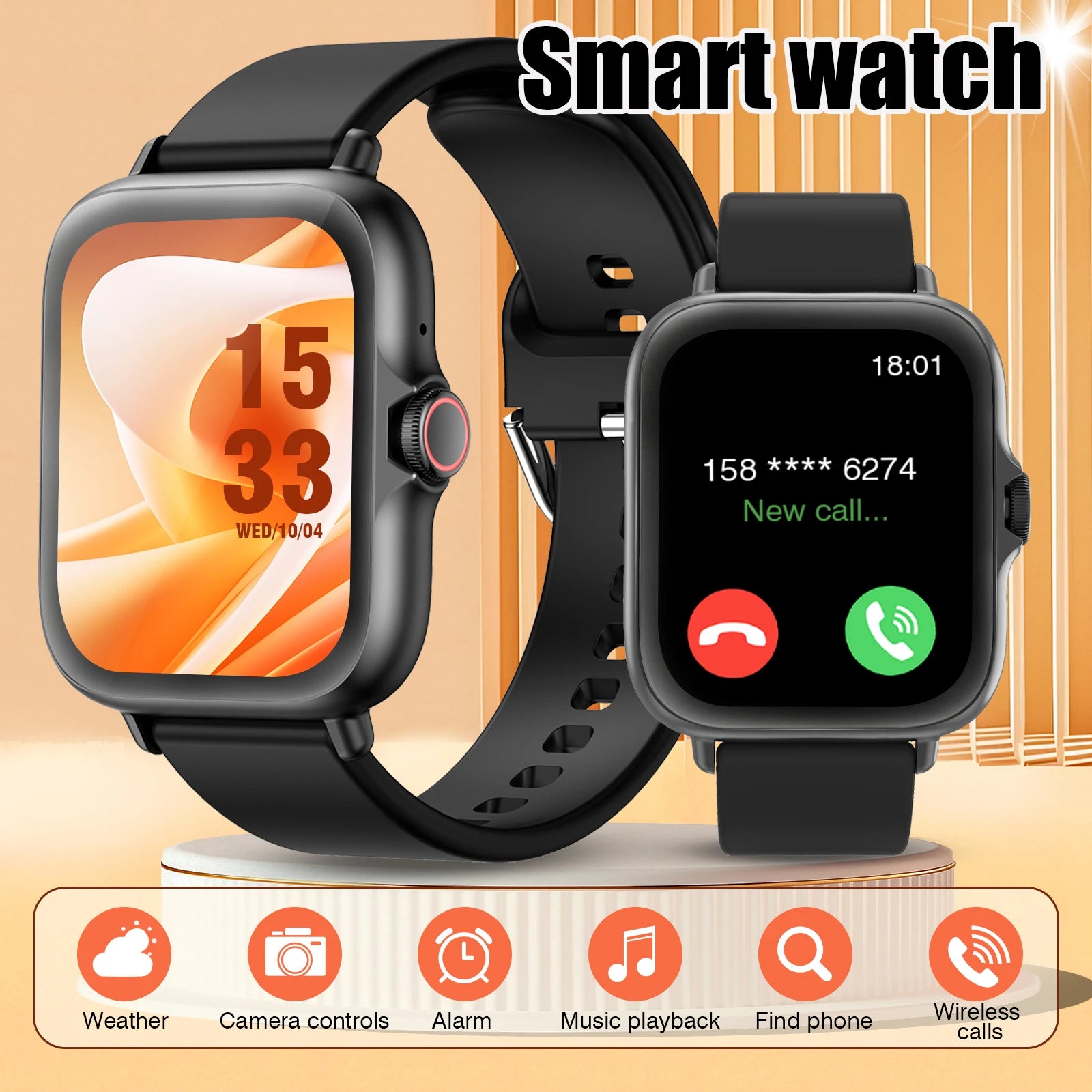 Smartwatch, Wireless Calling/dialing, Message Reminders, Multi-sport Mode, Music Playback, Suitable for IPhone/Android United States black Sfd6ab16810f64765a304b442405457f6i Swag N Slay LTD