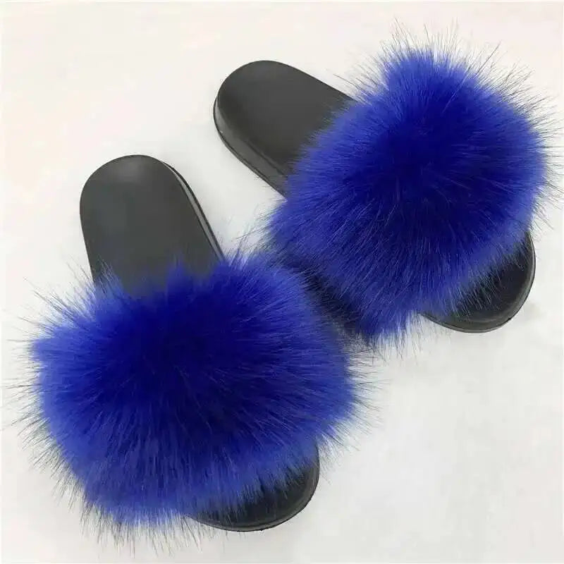 Summer Faux Fur Slippers Women Indoor Furry Fur Slides Female Plush Flip Flops Flats Sandals Casual Fluffy Slipper House Shoes Royal Blue Sfddcbfa2b0cb43338b68cb7fa1ce16283 Swag N Slay LTD