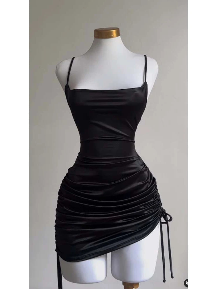 Sexy Sleeveless Backless Bodycon Mini Dress Women Summer Satin Lace Up Party Club Dresses Streetwear Evening Black Y2K 2025 Robe black Sfe1697cccc7c493398aa7a6e873c8902K Swag N Slay LTD