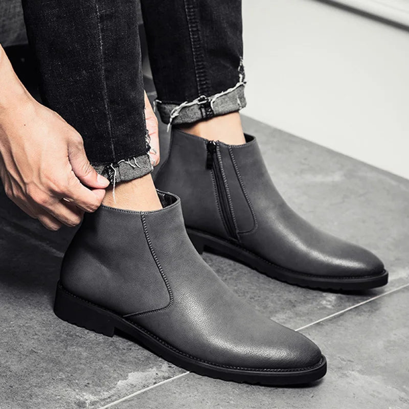 Fashion Chelsea Boots Men Soft Leather Ankle Boots British Style Men's Boots Brand Footwear Black A235 Sfe6307e3f3dd4f838ca840f48ceaf47b2 Swag N Slay LTD