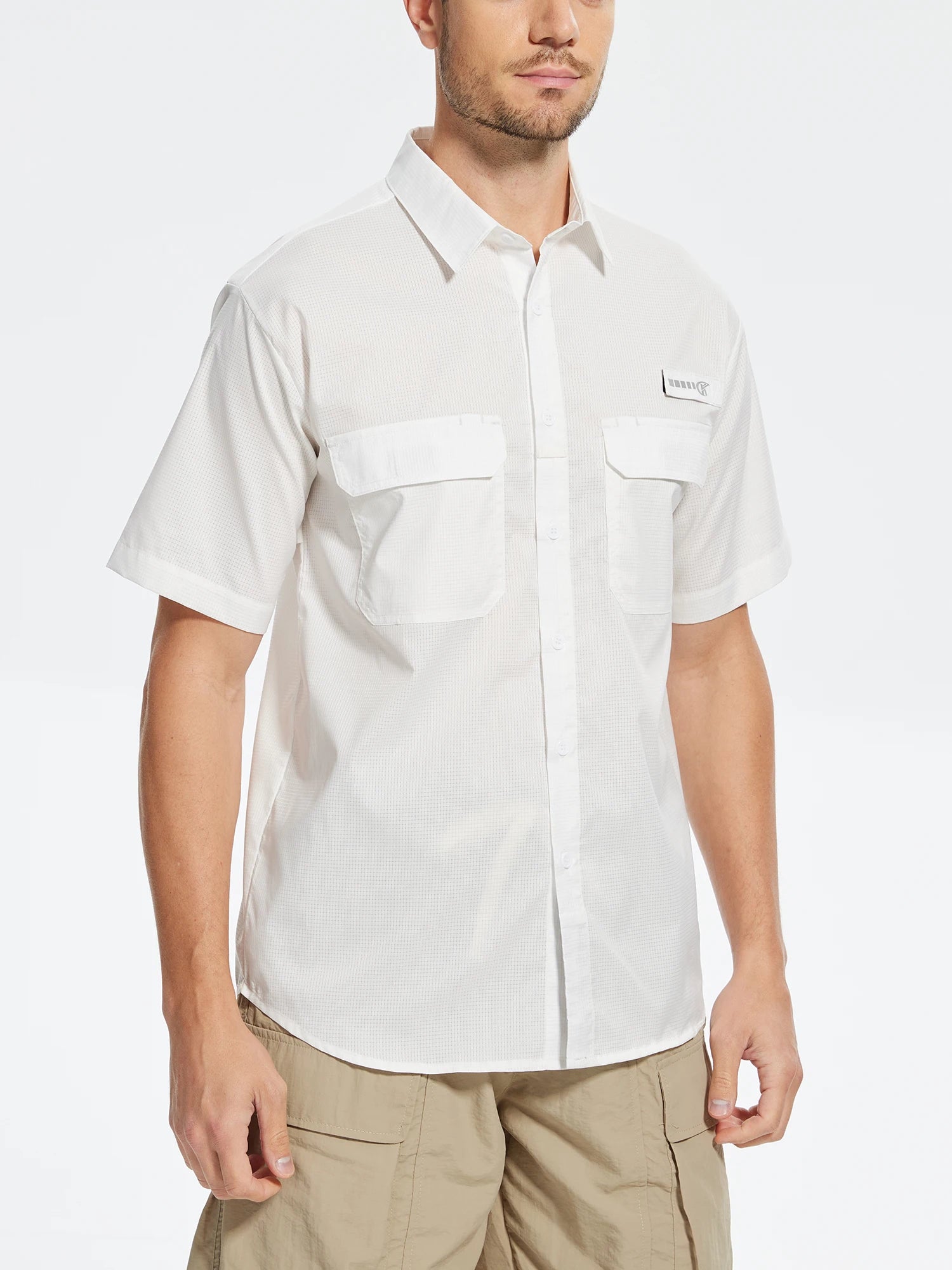 Men's UPF 50+ Short Sleeve Sun Protection Fishing Shirts, Rashguard Casual Button Down Fishing Hiking Shirt with Breathable Mesh White Sff80fa60d2f442309afa6bb01934b316F Swag N Slay LTD