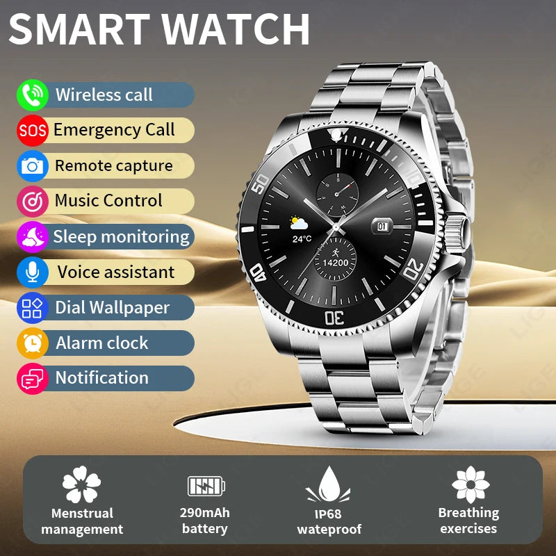 New LIGE Smart Watch Bluetooth Calling 1.27'' Screen Answer Call IP68 Waterproof Sports Digital Business Luxury watches for men Black Sffafb0f29e344ae0b843fb6a7653e4b8t Swag N Slay LTD