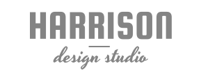 Harrison Design Studio logo in gray on a white background